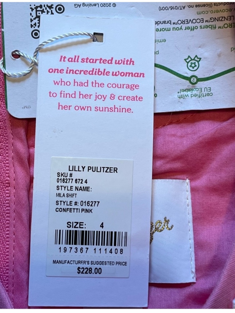 NWT Lilly Pulitzer Mila Shift Dress in Pink & White size four (4) - Picture 6 of 12